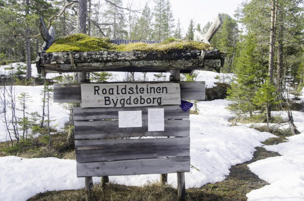 INFO: Ved startet på stien finner du en infotavle med god beskrivelse. Det er også info ved fangstgropa og på steinen. Der er det også en trimkasse der du kan registrere deg. (FOTO: Hallvard U. Smestad)